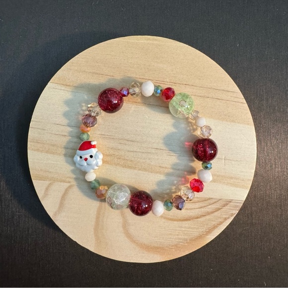 Kids Festive Multicolor Bead Bracelet with Christmas Charm - Picture 1 of 2